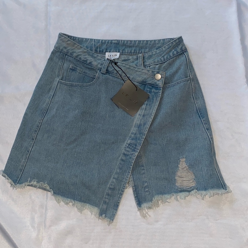 Le Lis Skirt Jean Skirt Size S wrap around Mini NEW